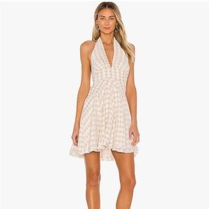 💥💥Clearance!!💥💥FP Do the Twist Gingham Plaid Halter Tie Backless Mini Dress